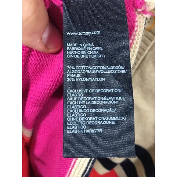 Tommy Hilfiger Button Down Back Pullover Sweater Tan Pink Black Orange Womens L - Picture 5 of 5